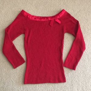 Red off-shoulder sweater